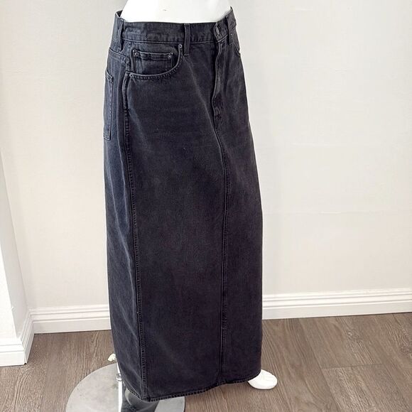 GRLFRND Denim The Amara Maxi Pencil Jean Skirt Back Slit Washed Black Revolve 29 - Picture 10 of 10